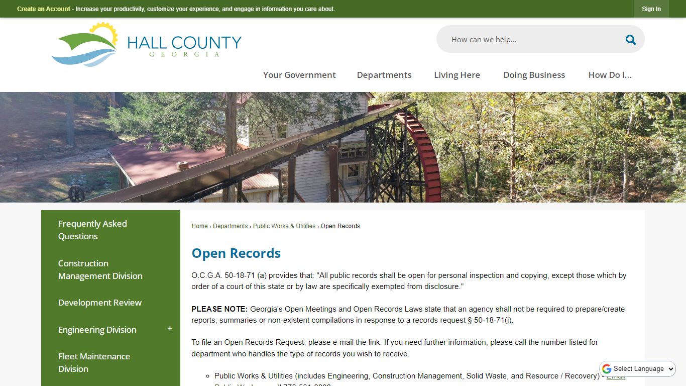 Open Records | Hall County, GA - Official Website