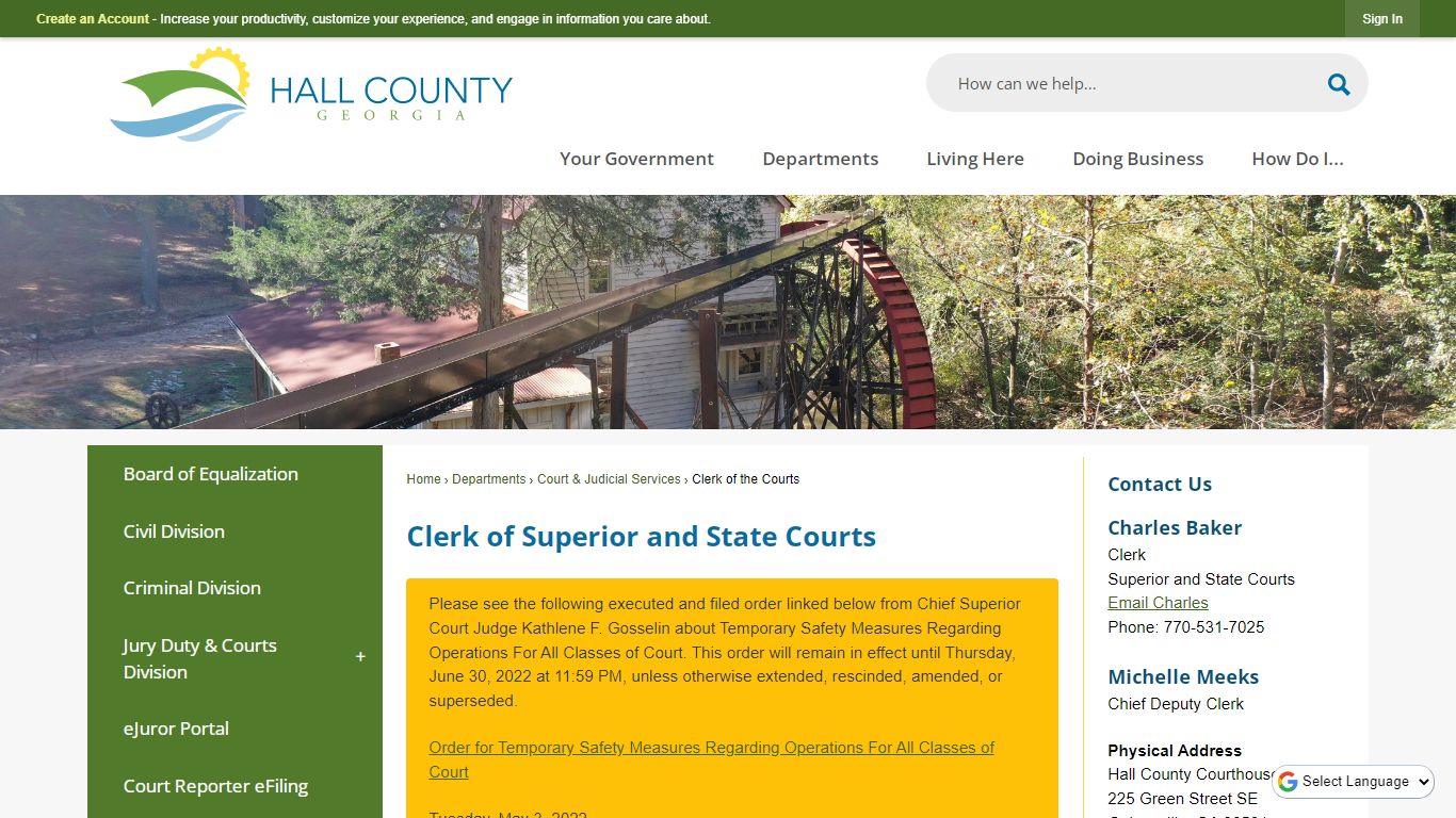 Clerk of Superior and State Courts - Hall County, GA