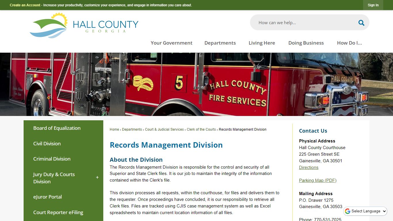 Records Management Division | Hall County, GA - Official Website